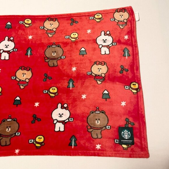 Starbucks Line Friends Brown Limited Edition Holiday Blanket 40 x 26 Inch - Picture 4 of 16